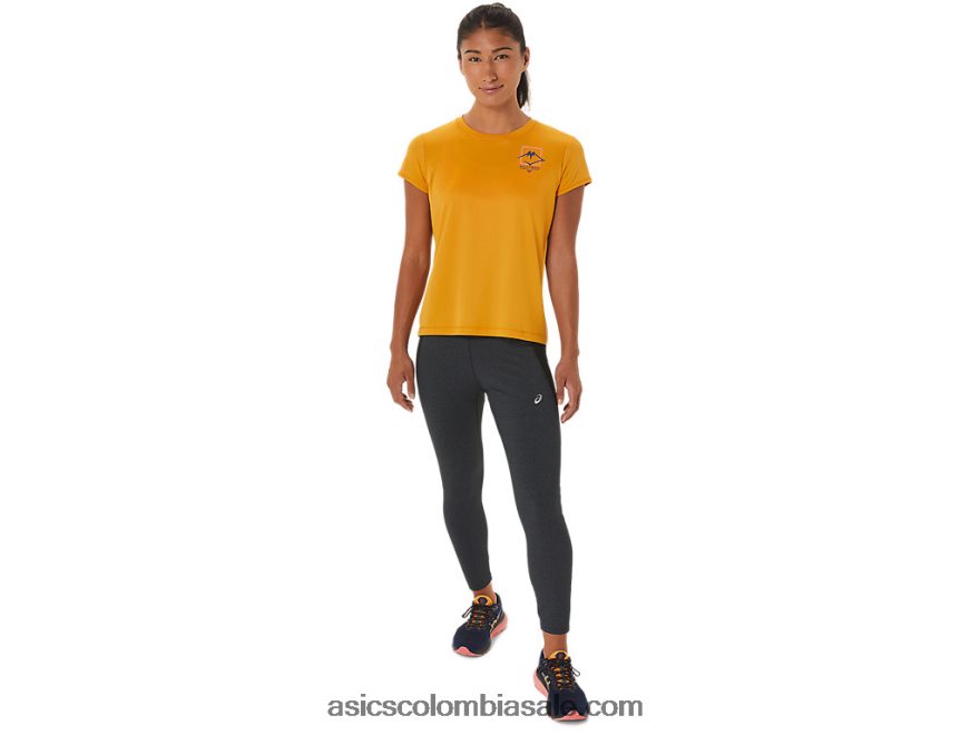mujer Asics top de manga corta con logo fujitrail tormenta de arena 20X82N2565