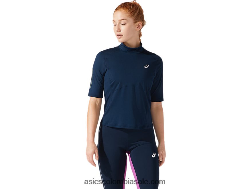 mujer Asics top de manga corta de visibilidad azul francés 20X82N4064