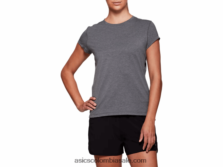 mujer Asics top de manga corta dorai brezo gris oscuro 20X82N4035