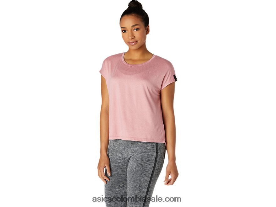 mujer Asics top de manga corta rosa ahumado 20X82N3668