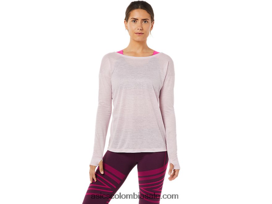 mujer Asics top de manga larga con espalda abierta apenas rosa 20X82N3382