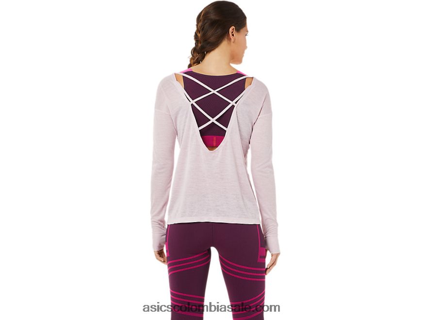 mujer Asics top de manga larga con espalda abierta apenas rosa 20X82N3382