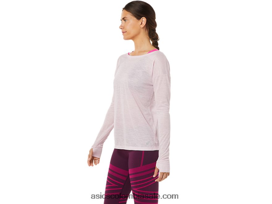 mujer Asics top de manga larga con espalda abierta apenas rosa 20X82N3382