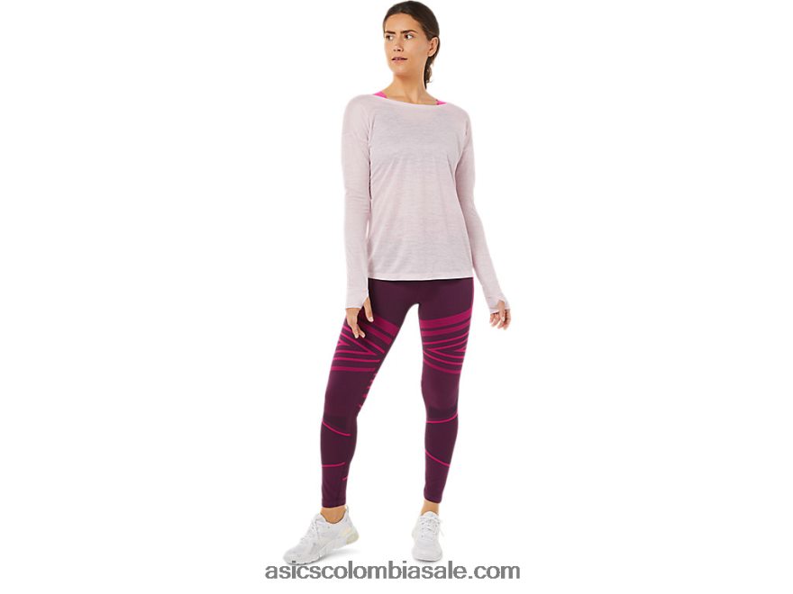 mujer Asics top de manga larga con espalda abierta apenas rosa 20X82N3382