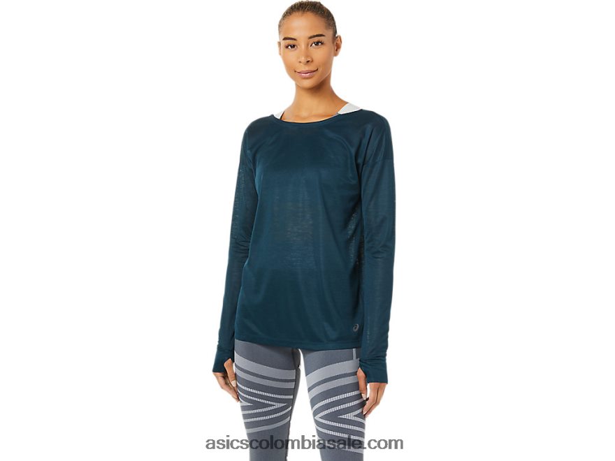 mujer Asics top de manga larga con espalda abierta azul francés 20X82N3378