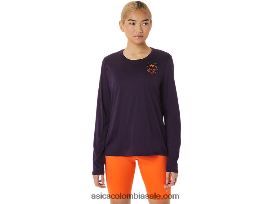 mujer Asics top de manga larga con logo fujitrail sombra de noche 20X82N3033