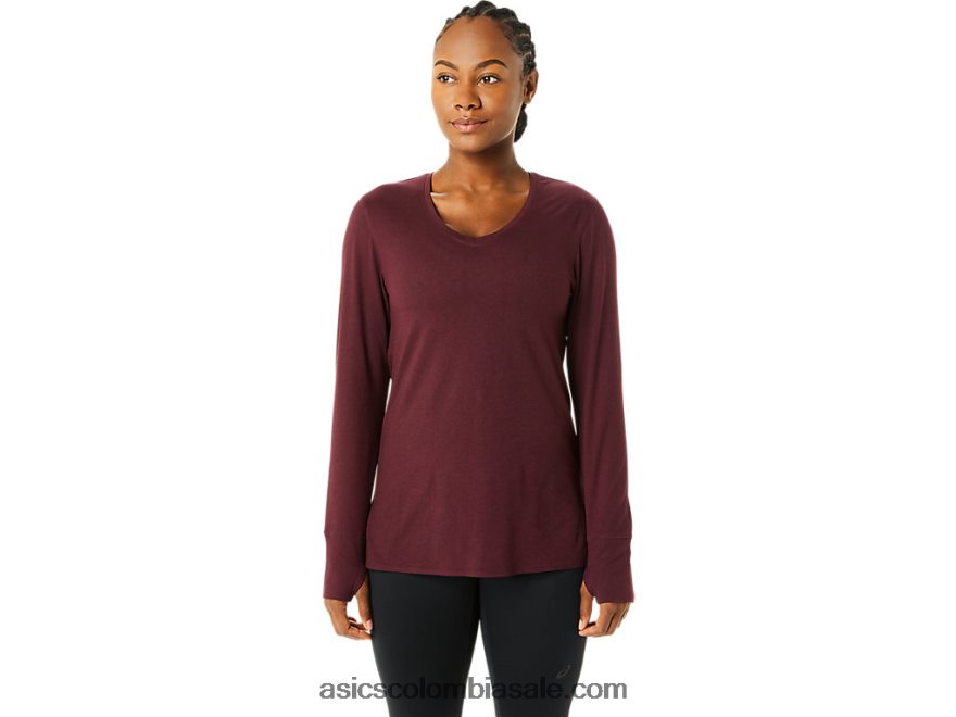 mujer Asics top de manga larga de brezo Brezo profundo de Marte 20X82N3700