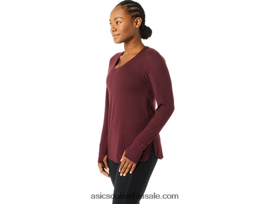 mujer Asics top de manga larga de brezo Brezo profundo de Marte 20X82N3700