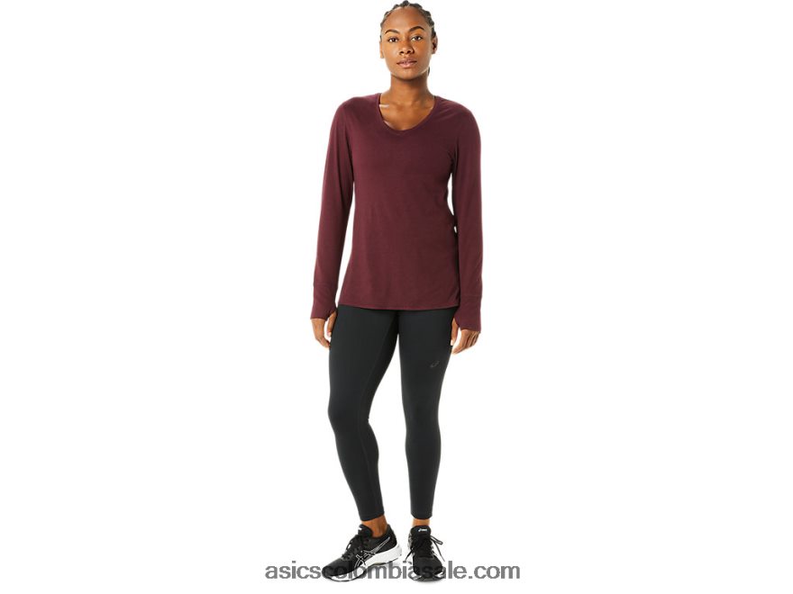 mujer Asics top de manga larga de brezo Brezo profundo de Marte 20X82N3700