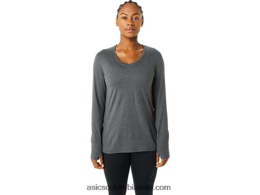 mujer Asics top de manga larga de brezo brezo gris oscuro 20X82N3690