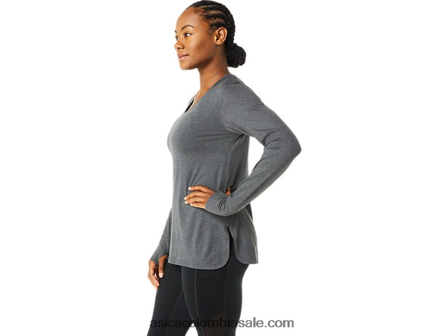 mujer Asics top de manga larga de brezo brezo gris oscuro 20X82N3690
