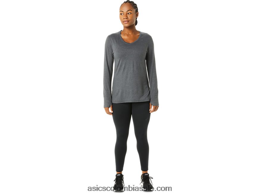 mujer Asics top de manga larga de brezo brezo gris oscuro 20X82N3690