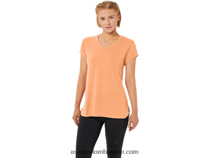 mujer Asics top jaspeado con cuello en v brezo de dunas de verano 20X82N2260