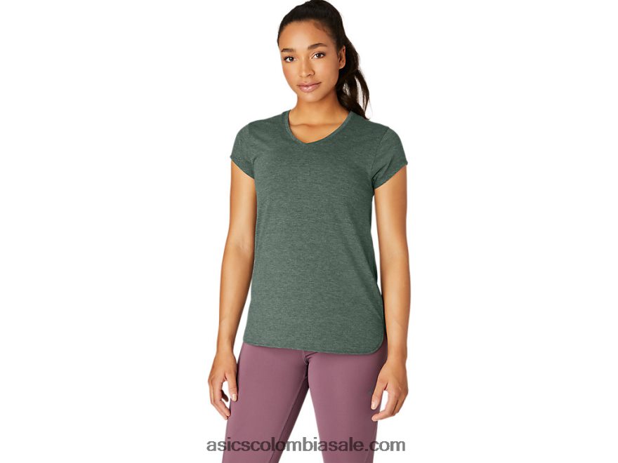 mujer Asics top jaspeado con cuello en v hiedra brezo 20X82N2159