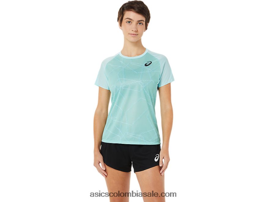 mujer Asics top ligero de manga corta azul claro 20X82N3263