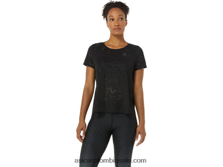 mujer Asics ventilar actibreeze camiseta de manga corta rendimiento negro 20X82N3488