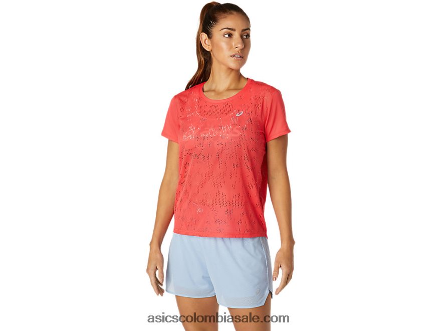 mujer Asics ventilar top de manga corta Toronja rosa 20X82N3818