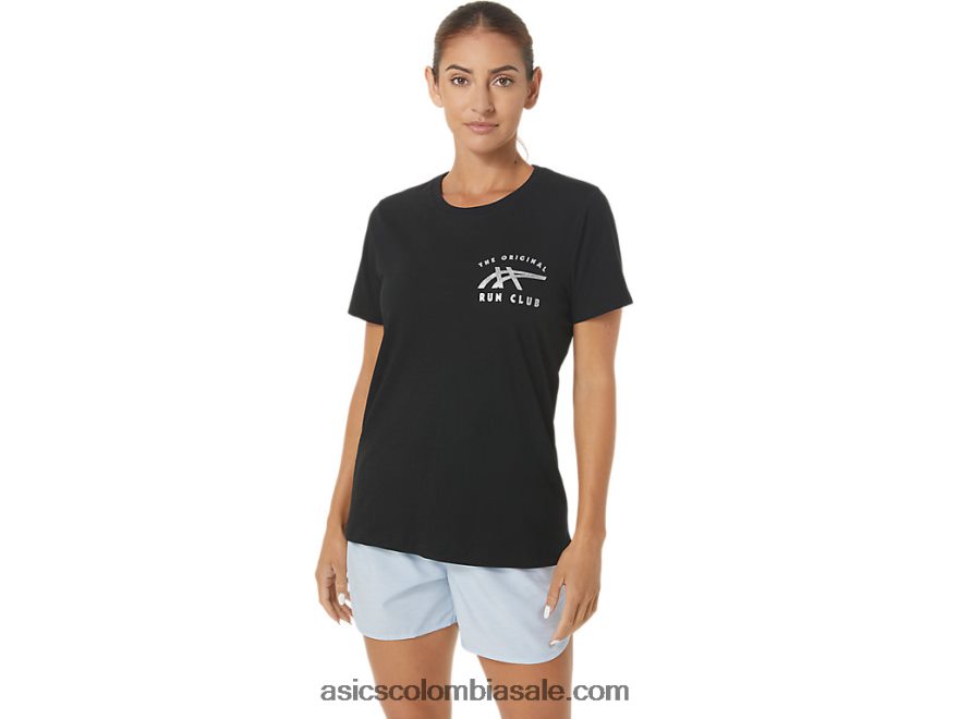 mujer Asics w orc luminoso pequeño logo ss crew rendimiento negro 20X82N2732