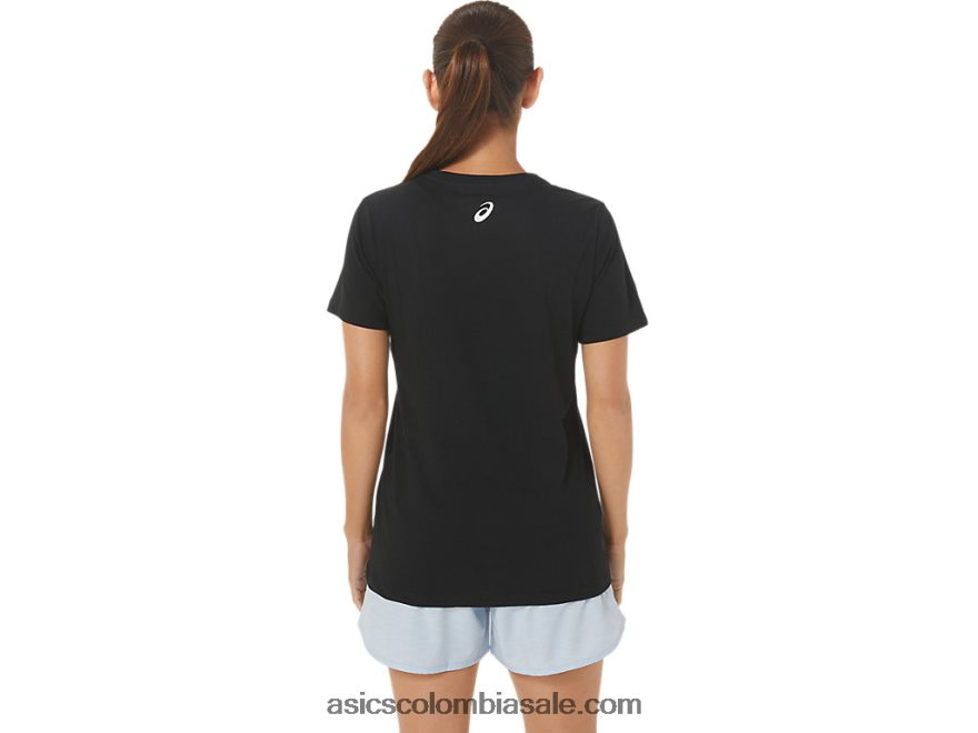 mujer Asics w orc luminoso pequeño logo ss crew rendimiento negro 20X82N2732