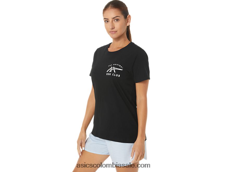 mujer Asics w orc luminoso pequeño logo ss crew rendimiento negro 20X82N2732