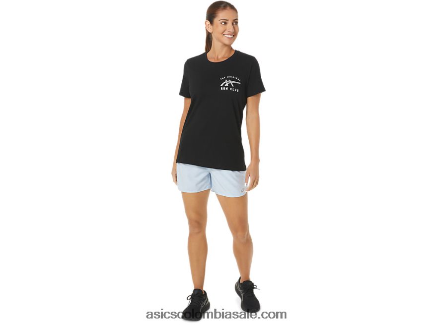 mujer Asics w orc luminoso pequeño logo ss crew rendimiento negro 20X82N2732
