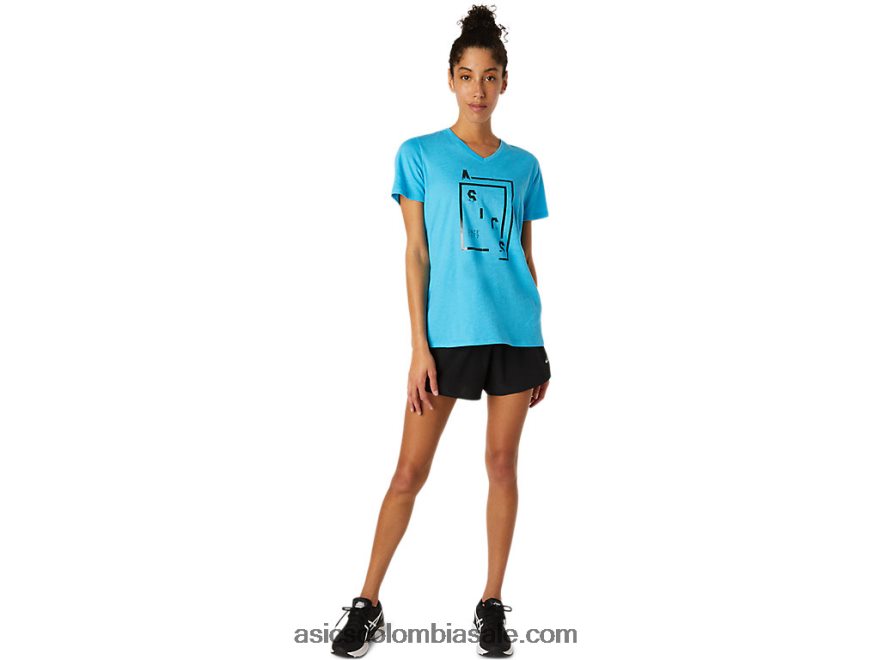 mujer Asics xg manga corta con cuello en v brezo acuático digital 20X82N4098