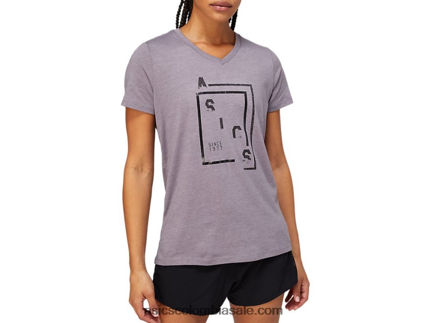 mujer Asics xg manga corta con cuello en v lavanda/gris 20X82N4156