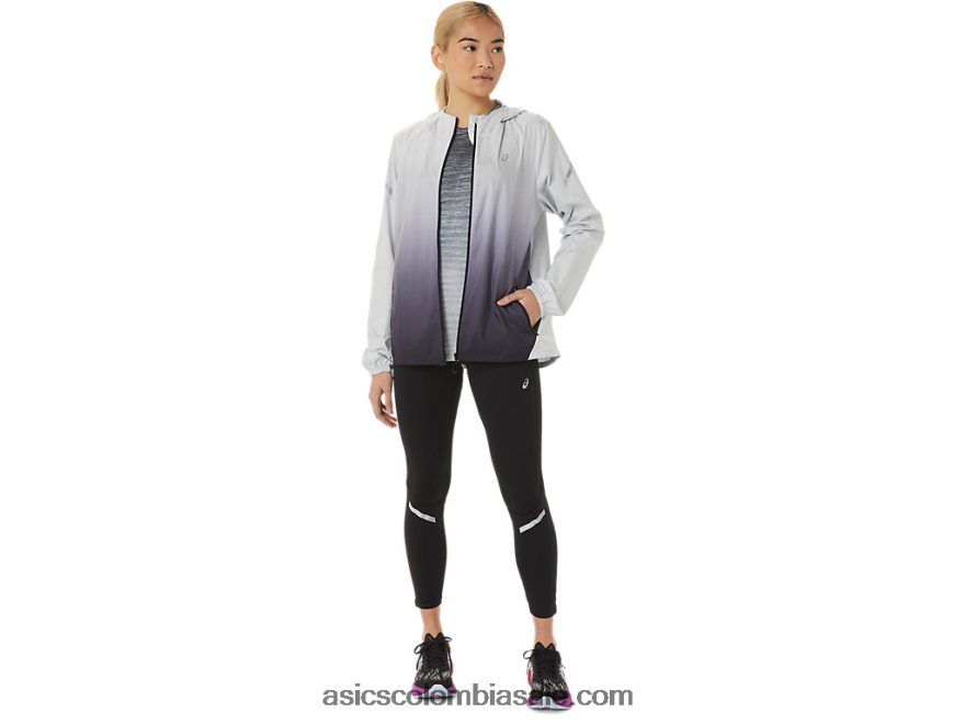 mujer Asics chamarra ligera gris glaciar/negro rendimiento 20X82N2785