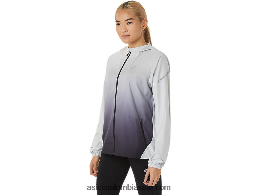 mujer Asics chamarra ligera gris glaciar/negro rendimiento 20X82N2785