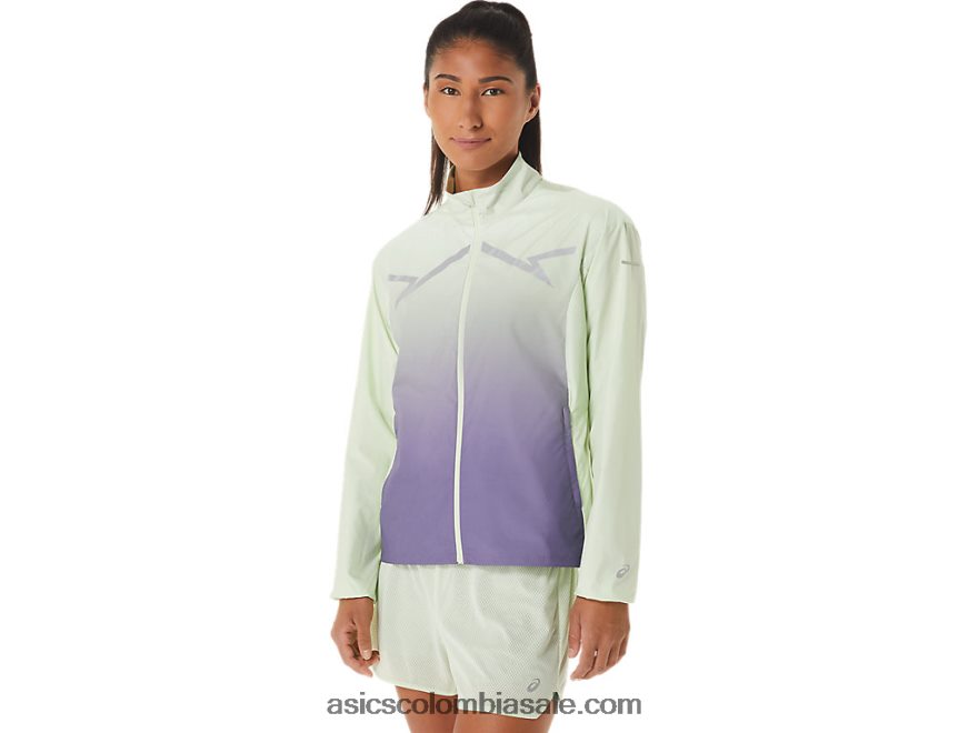 mujer Asics chamarra ligera susurro verde/púrpura polvoriento 20X82N2334