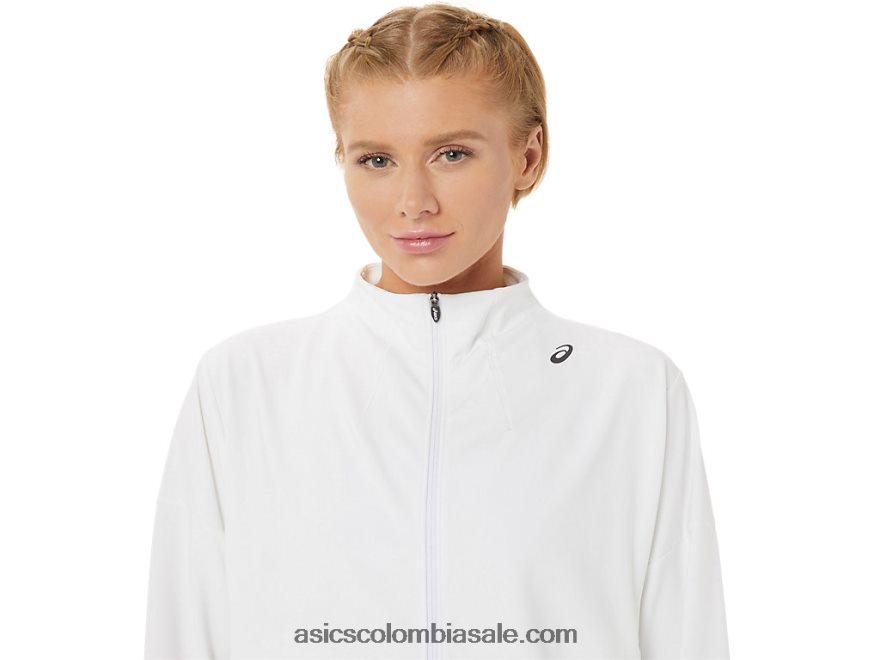 mujer Asics chaqueta de tenis blanco brillante/negro 20X82N3286