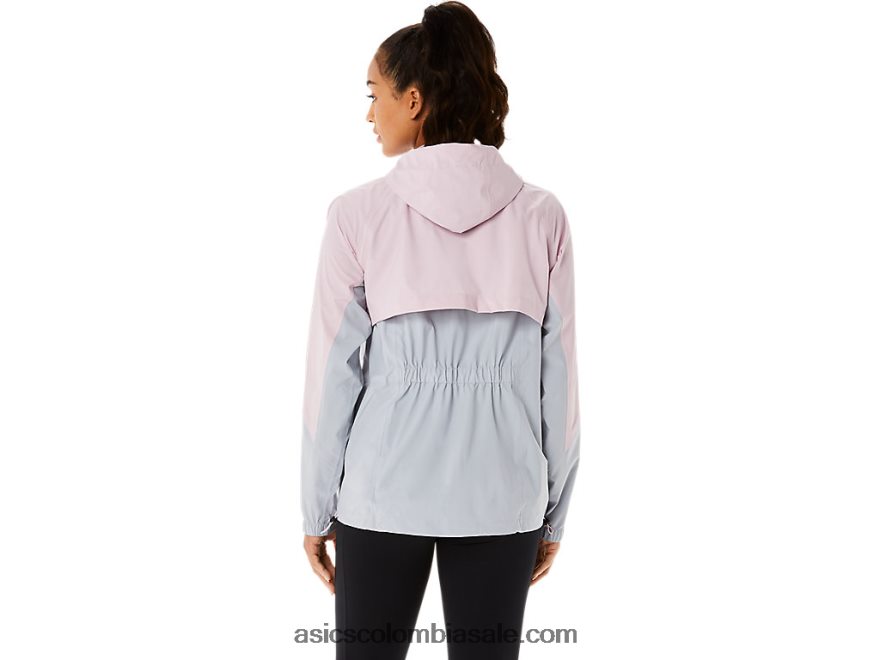 mujer Asics chaqueta impermeable gris piedmont/rosa claro 20X82N3333