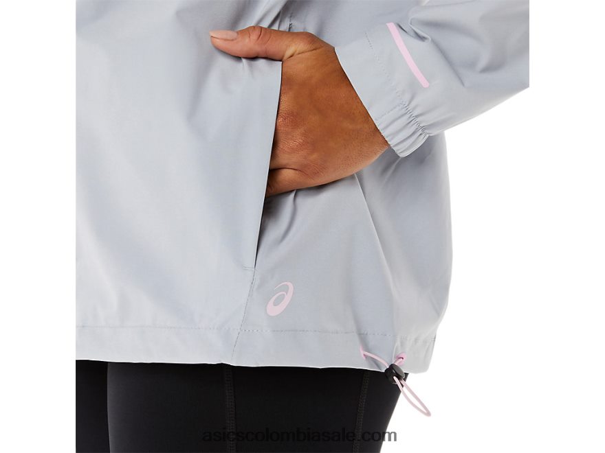 mujer Asics chaqueta impermeable gris piedmont/rosa claro 20X82N3333