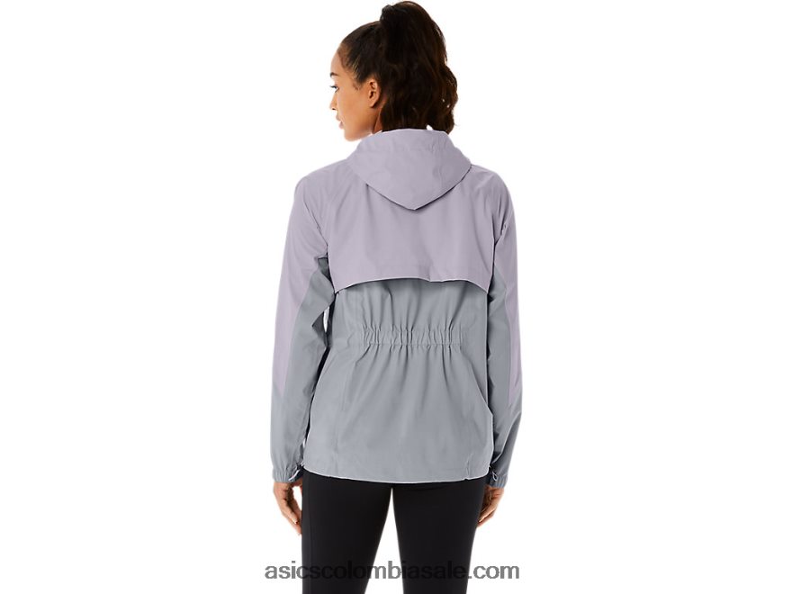 mujer Asics chaqueta impermeable gris piedmont/violeta anochecer 20X82N2328
