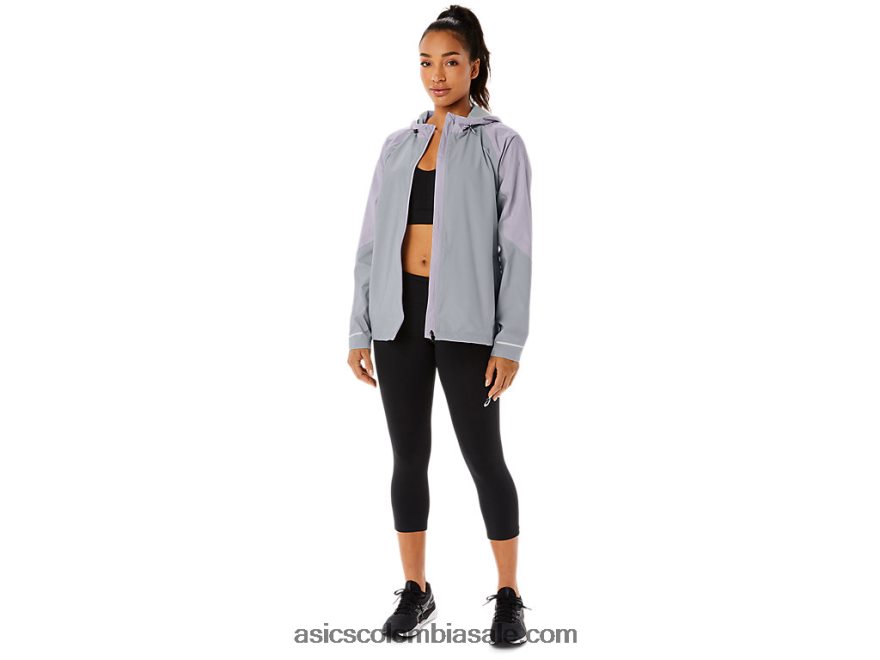 mujer Asics chaqueta impermeable gris piedmont/violeta anochecer 20X82N2328