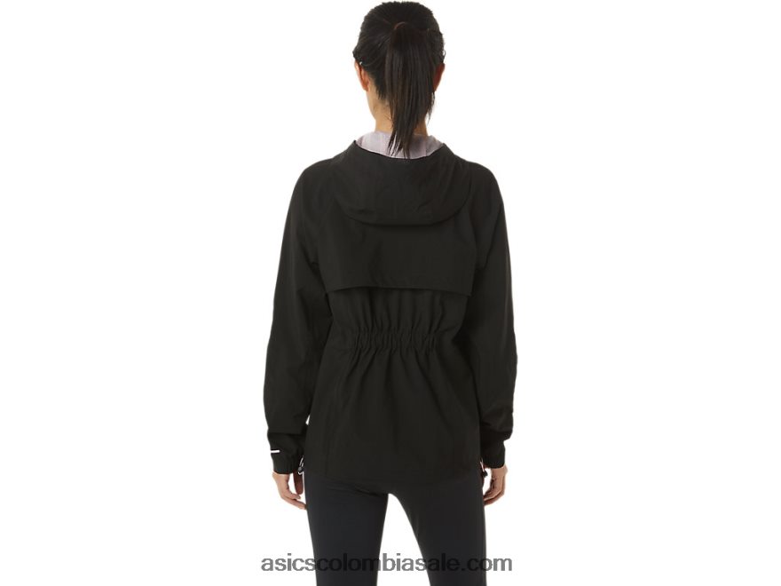 mujer Asics chaqueta impermeable rendimiento negro/rosa apenas 20X82N3334