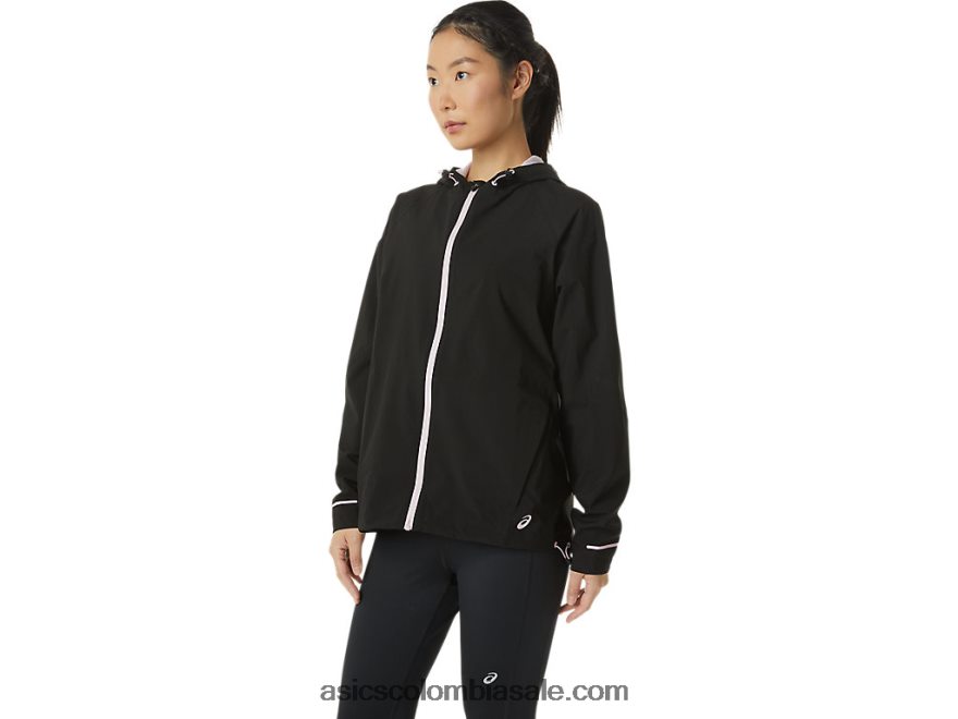 mujer Asics chaqueta impermeable rendimiento negro/rosa apenas 20X82N3334