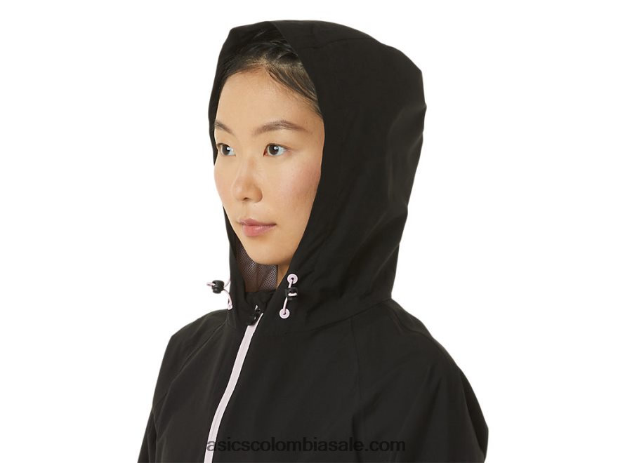 mujer Asics chaqueta impermeable rendimiento negro/rosa apenas 20X82N3334