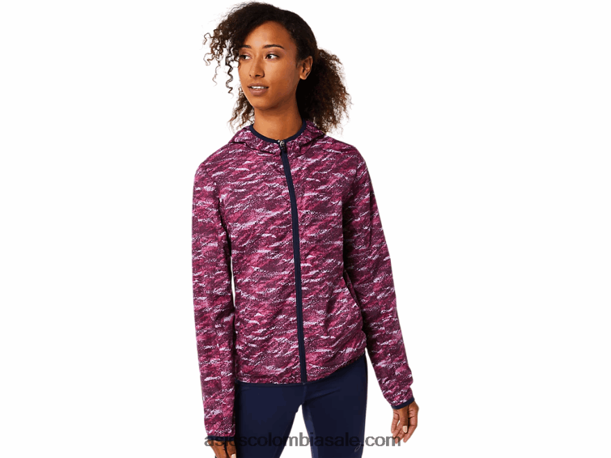 mujer Asics chaqueta plegable estampado de marte profundo/chaquetón 20X82N3718