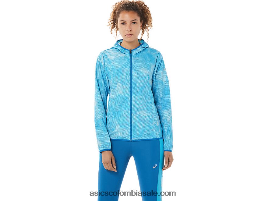 mujer Asics chaqueta plegable estampado de ángel aguamarina/azul renacido 20X82N3939