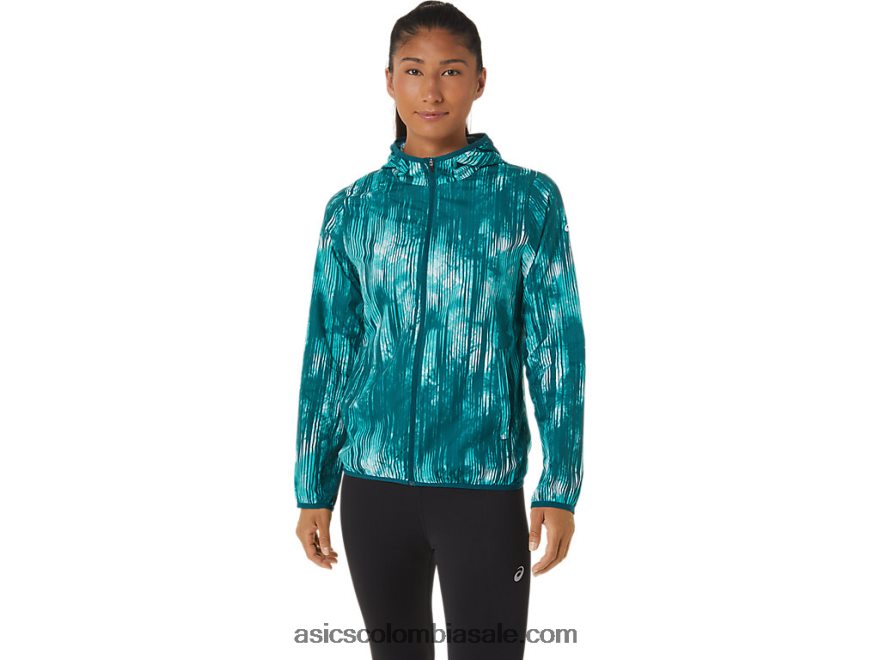 mujer Asics chaqueta plegable estampado de teñido anudado de vidrio de mar 20X82N3088