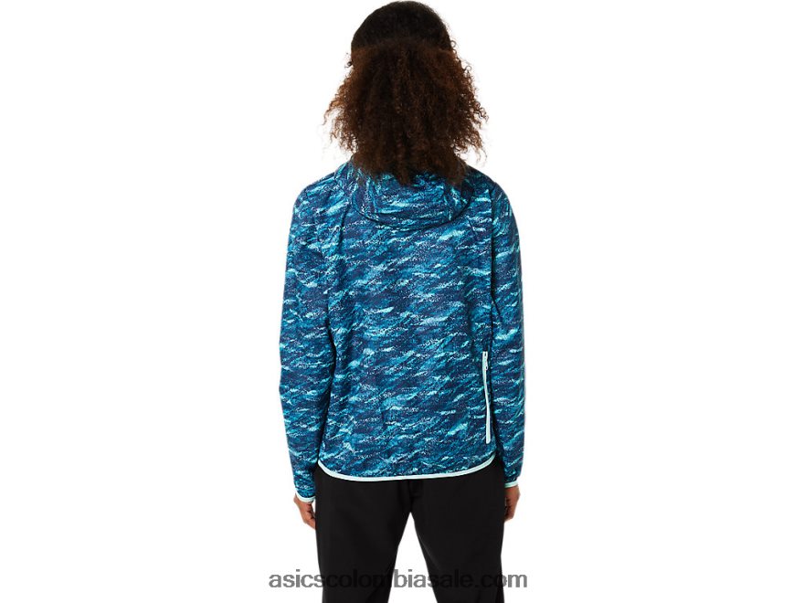 mujer Asics chaqueta plegable estampado verde azulado/hielo fresco 20X82N3852