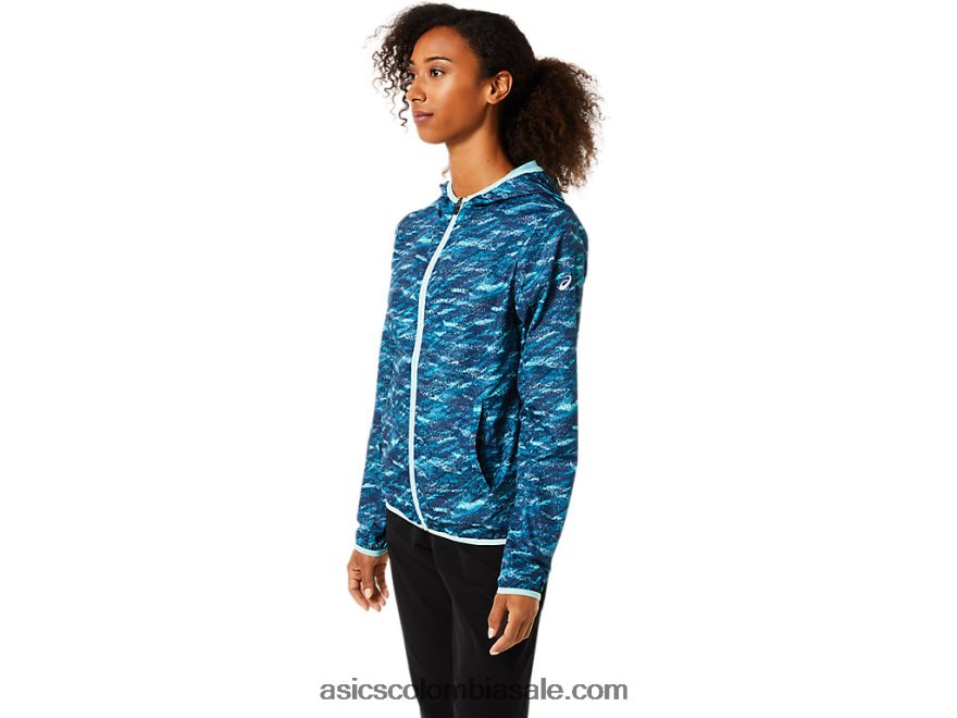 mujer Asics chaqueta plegable estampado verde azulado/hielo fresco 20X82N3852
