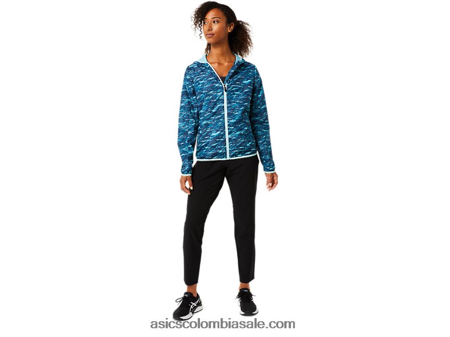 mujer Asics chaqueta plegable estampado verde azulado/hielo fresco 20X82N3852