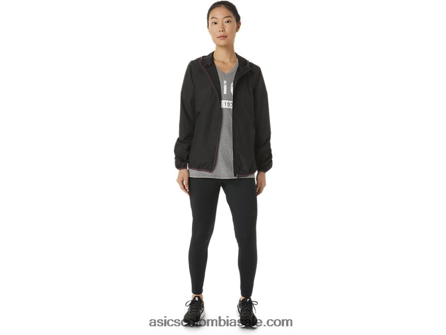 mujer Asics chaqueta plegable rendimiento negro/ciruela profunda 20X82N3358