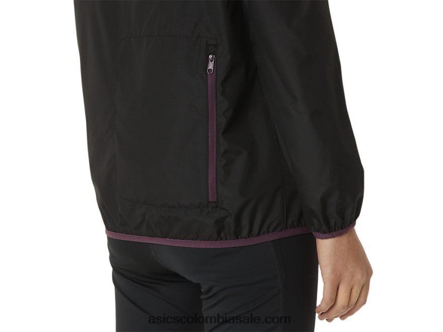 mujer Asics chaqueta plegable rendimiento negro/ciruela profunda 20X82N3358