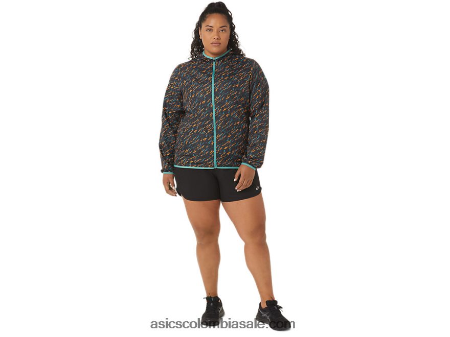 mujer Asics chaqueta plegable sombra de noche/estampado de salvia 20X82N3399