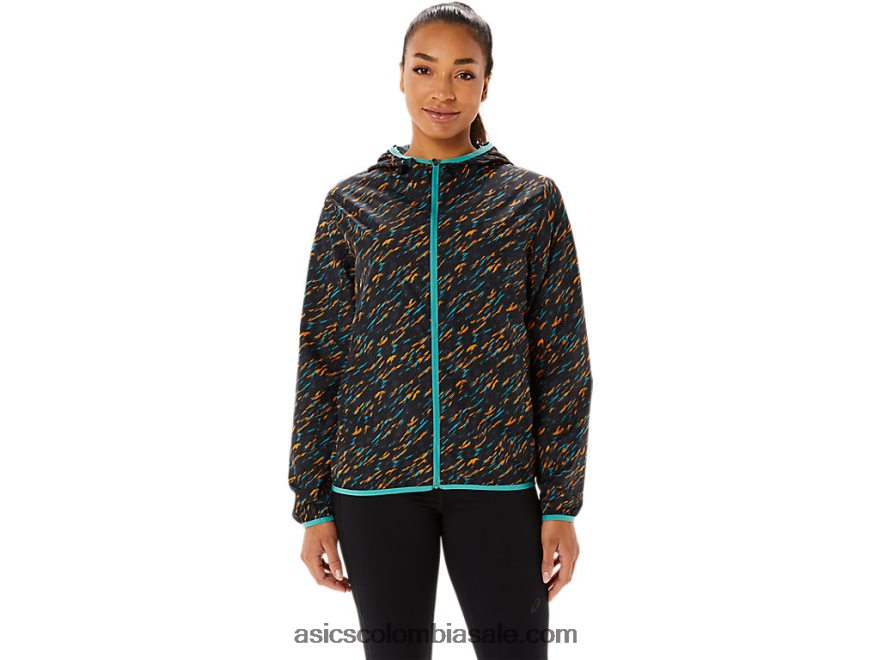 mujer Asics chaqueta plegable sombra de noche/estampado de salvia 20X82N3399