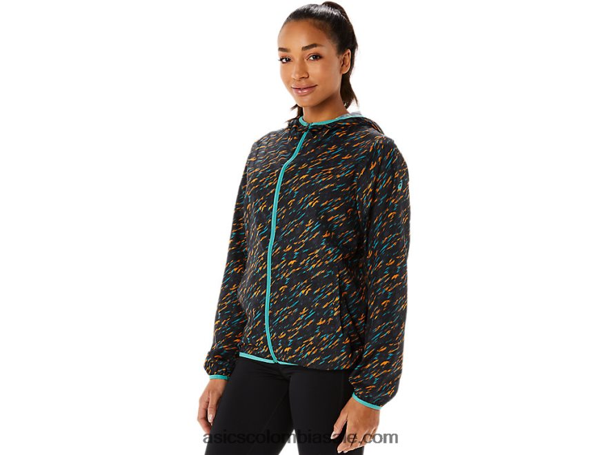 mujer Asics chaqueta plegable sombra de noche/estampado de salvia 20X82N3399