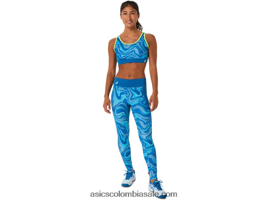 mujer Asics apretado gráfico azul renacido 20X82N2524